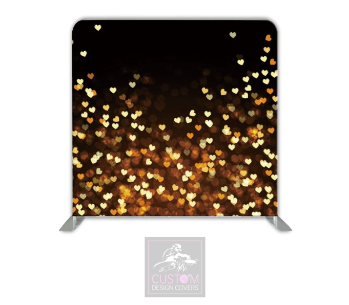 Gold Hearts Effect Lycra Pillowcase Backdrop Cover (DOUBLE SIDED)