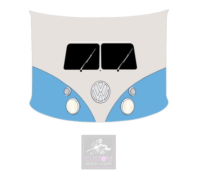 VW CAMPER BLUE LYCRA DJ BOOTH COVER *SINGLE SIDED*