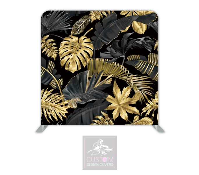 Black & Gold Leaf Effect Lycra Pillowcase Backdrop Cover (DOUBLE SIDED)