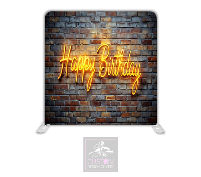 Happy Birthday Brick Wall Lycra Pillowcase Backdrop Cover (DOUBLE SIDED)