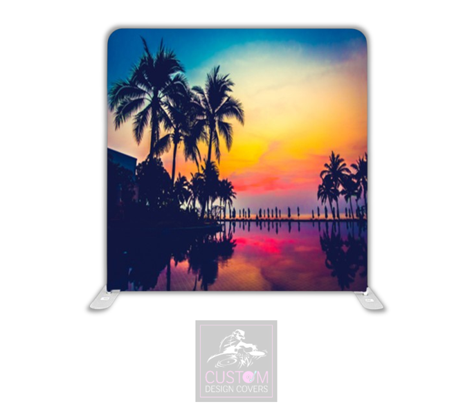 Palm Tree Sunset Lycra Pillowcase Backdrop Cover (DOUBLE SIDED)