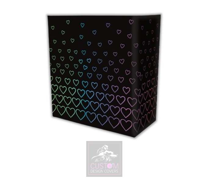 Black Rainbow Hearts Lycra DJ Booth Cover