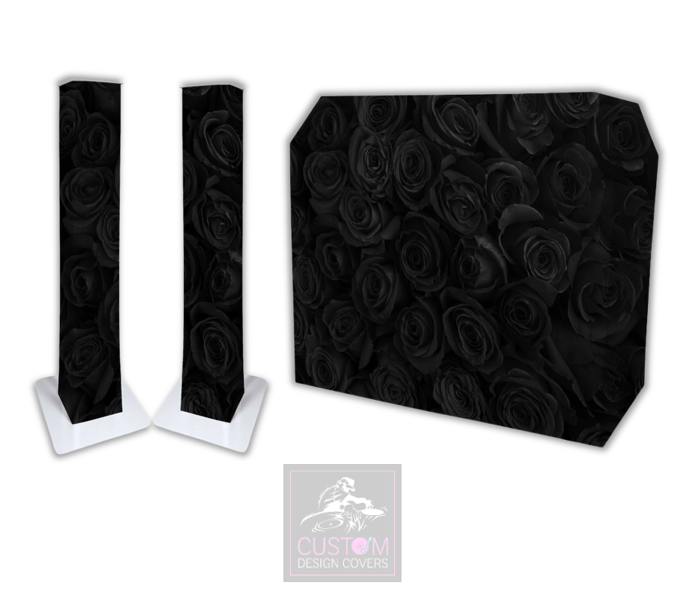 Black Roses Lycra DJ Booth Cover  (PACKAGE BUNDLE)