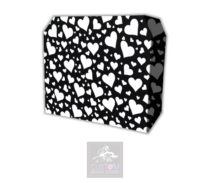Black White Hearts Lycra DJ Booth Cover