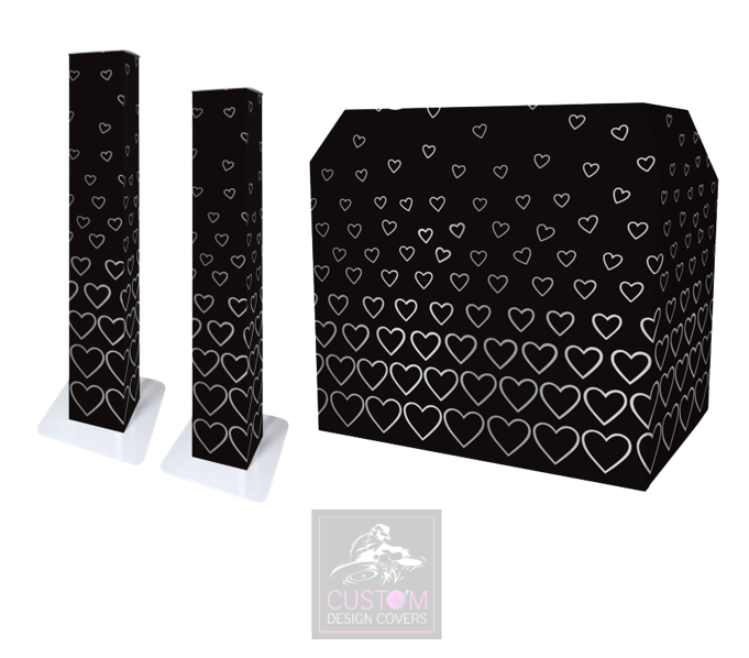 Black Grey Hearts Lycra DJ Cover (PACKAGE BUNDLE) - MKII