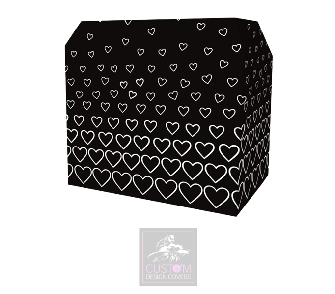 Black White Hearts Lycra DJ Booth Cover