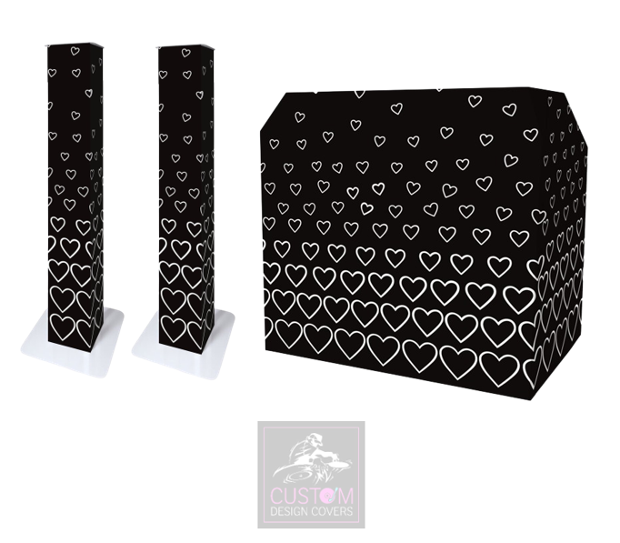 Black White Hearts Lycra DJ Cover (PACKAGE BUNDLE) - MKII