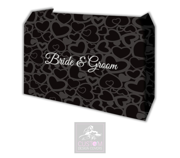 Bride & Groom Dark Hearts Lycra DJ Booth Cover