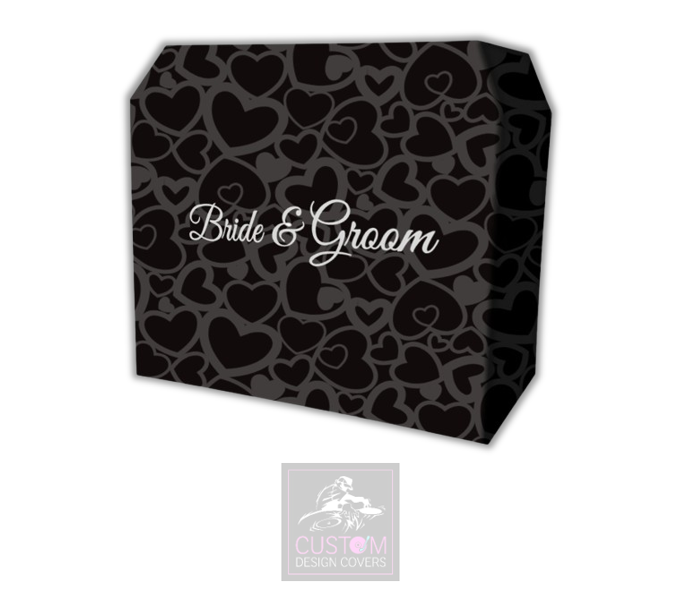 Bride & Groom Dark Hearts Lycra DJ Booth Cover