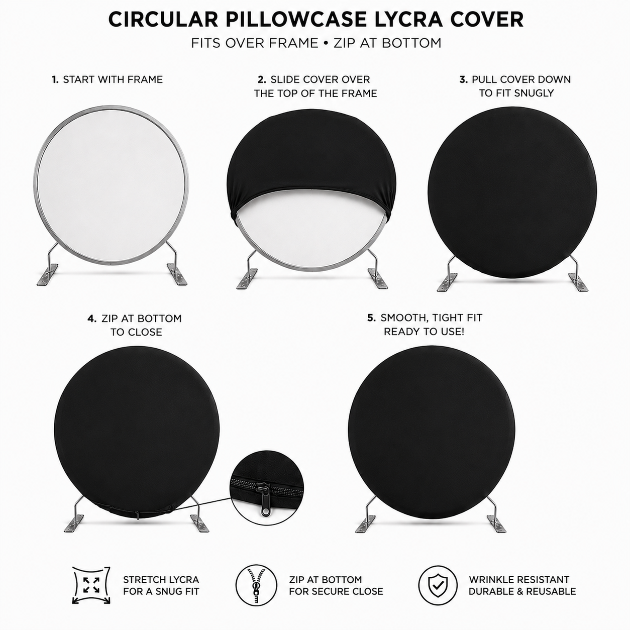 Secret Agent Black Full Circle Pillowcase Backdrop Cover