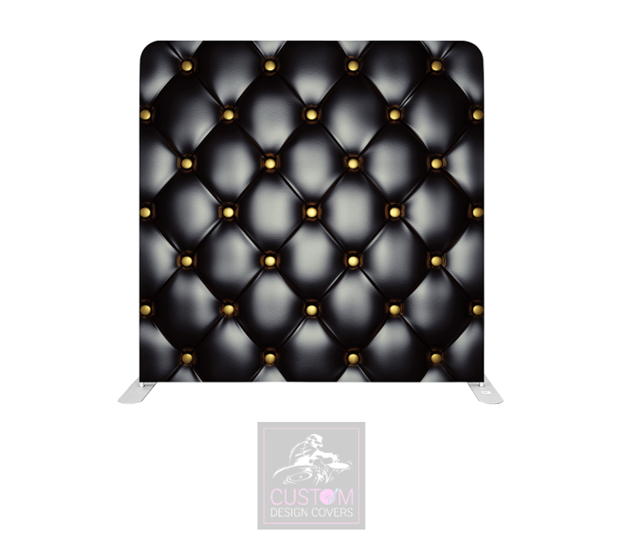 Black & Gold Chesterfield Lycra Pillowcase Backdrop Cover (DOUBLE SIDED)
