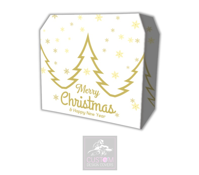 White Christmas Lycra DJ Booth Cover (Gold)