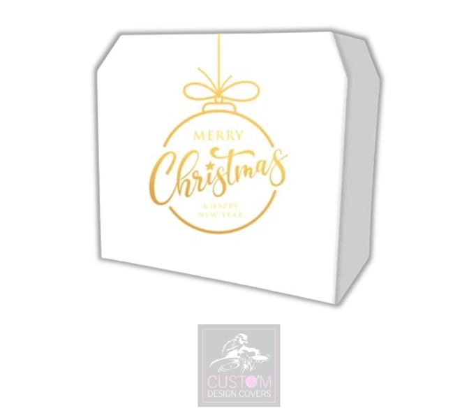 Merry Christmas *WHITE/GOLD* Lycra DJ Booth Cover