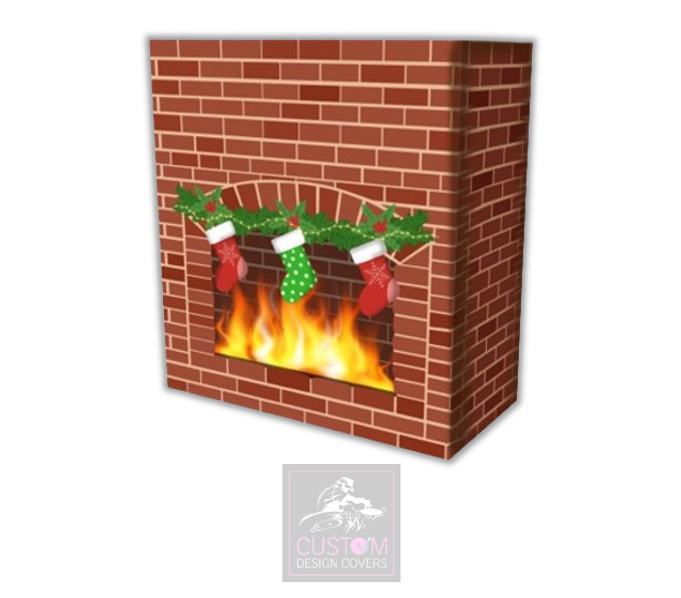 Christmas Fireplace Lycra DJ Booth Cover