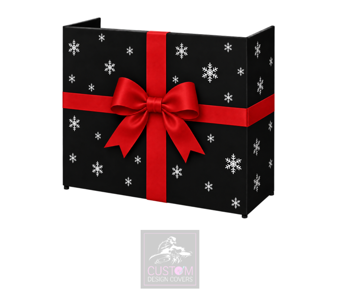Christmas Red Ribbon Lycra DJ Booth Cover