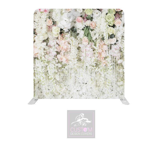 Neutral Flower Effect Lycra Pillowcase Backdrop Cover (DOUBLE SIDED)