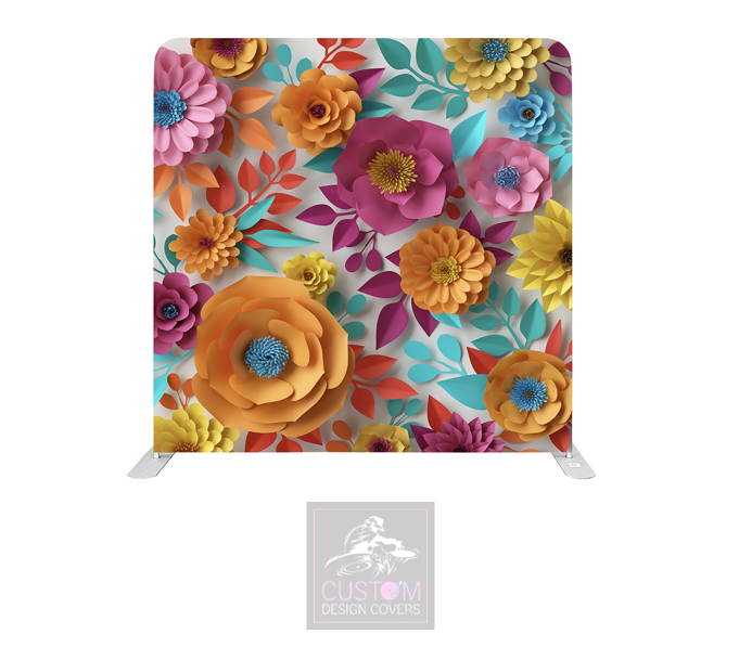 Colourful Paper Flowers Lycra Pillowcase Backdrop Cover