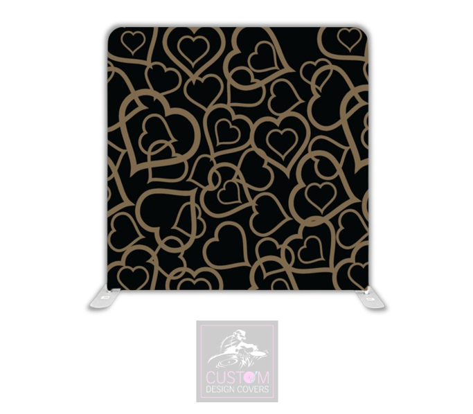 Gold Hearts Lycra Pillowcase Backdrop Cover
