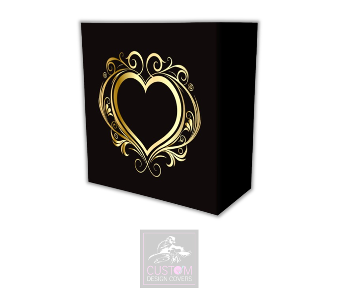 Gold Elegant Heart Lycra DJ Booth Cover