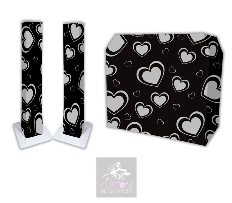 Grey Hearts Lycra DJ Booth Cover (PACKAGE BUNDLE)