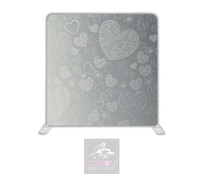 Grey Hearts Lycra Pillowcase Backdrop Cover (DOUBLE SIDED)