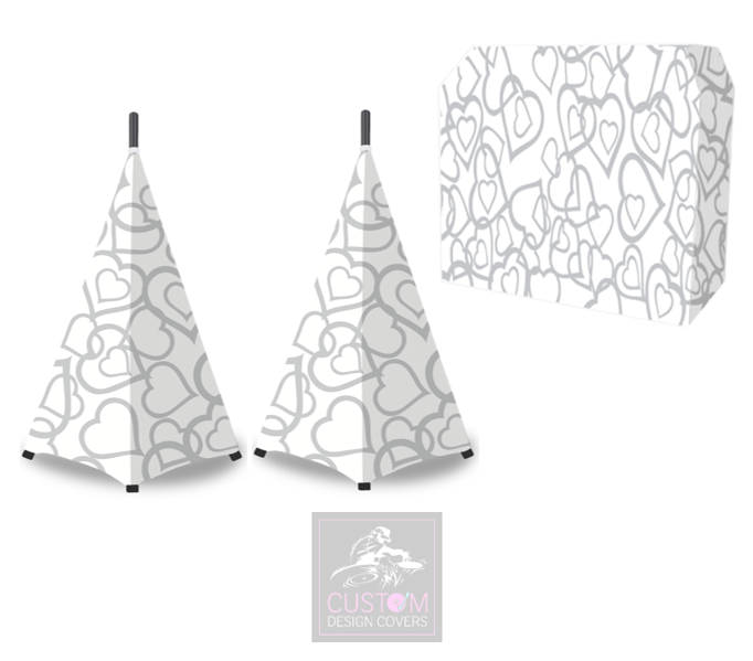 White Wedding Grey Hearts Lycra DJ Covers (PACKAGE BUNDLE) - MKII