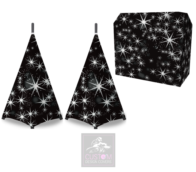 Black Silver Star Lycra DJ Covers (PACKAGE BUNDLE) - MKII