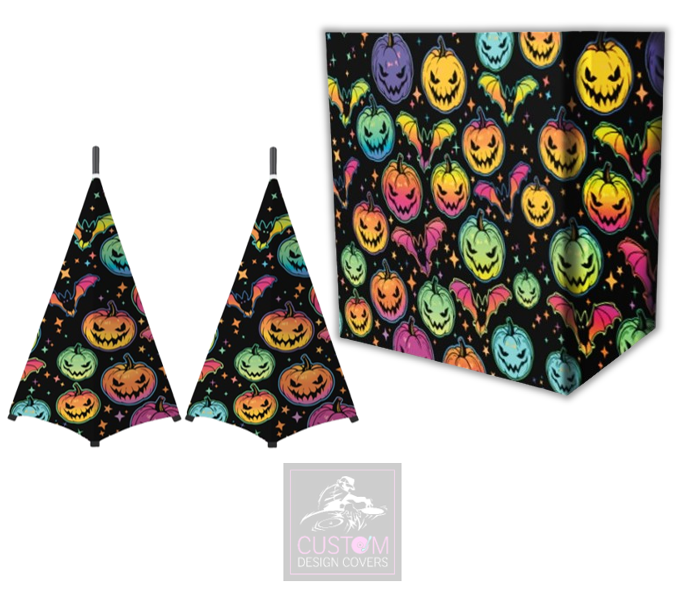 Halloween Pumpkin and Bats Lycra DJ Booth Cover (PACKAGE BUNDLE) - COMBI