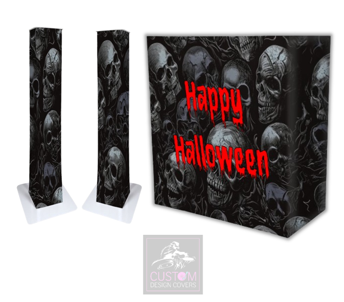 Happy Halloween Skulls Lycra DJ Booth Cover (PACKAGE BUNDLE)