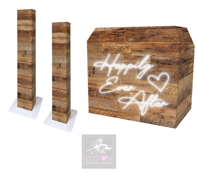 Rustic Happily Ever After Lycra DJ Booth Cover (PACKAGE BUNDLE) - MKII