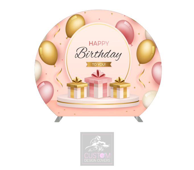 Happy Birthday Half Circle Pillowcase Backdrop Cover