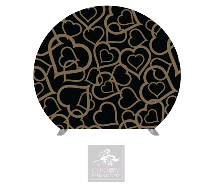 Gold Hearts Half Circle Pillowcase Backdrop Cover (DOUBLE SIDED)