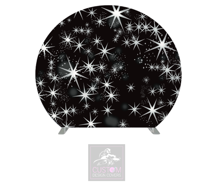 Silver Stars Half Circle Pillowcase Backdrop Cover