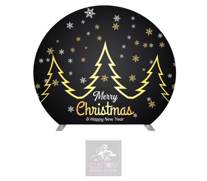 Black & Gold Christmas Half Circle Pillowcase Backdrop Cover