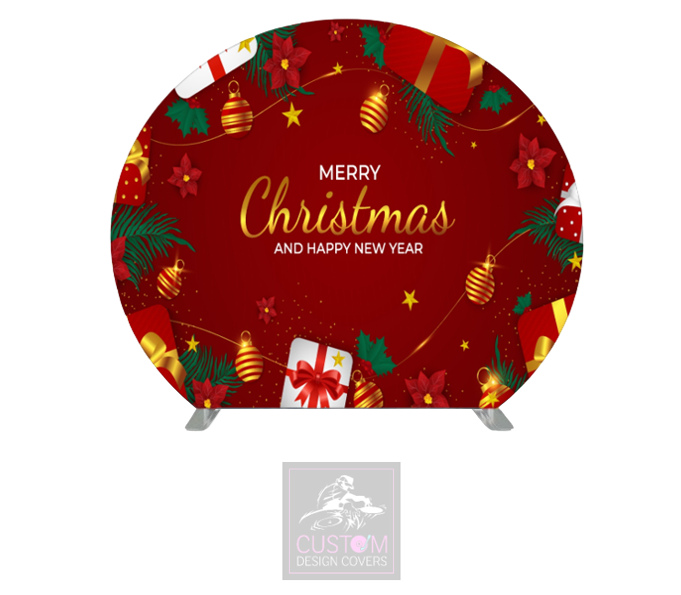 Merry Christmas Half Circle Pillowcase Backdrop Cover (DOUBLE SIDED)
