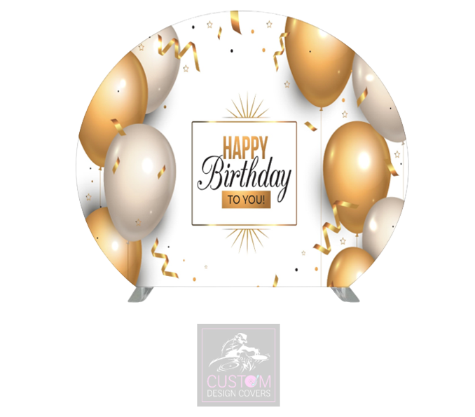Happy Birthday Half Circle Pillowcase Backdrop Cover (DOUBLE SIDED)