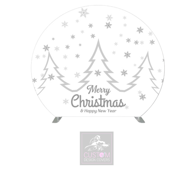 White & Grey Christmas Half Circle Pillowcase Backdrop Cover (DOUBLE SIDED)