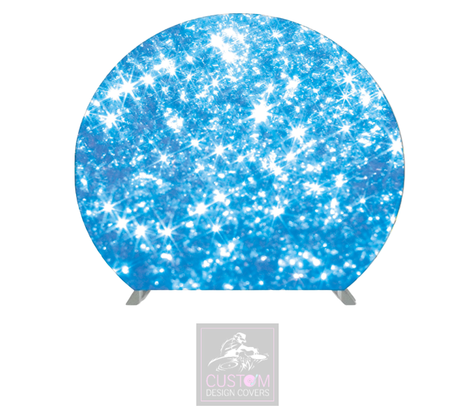 Blue Sparkle Half Circle Pillowcase Backdrop Cover (DOUBLE SIDED)