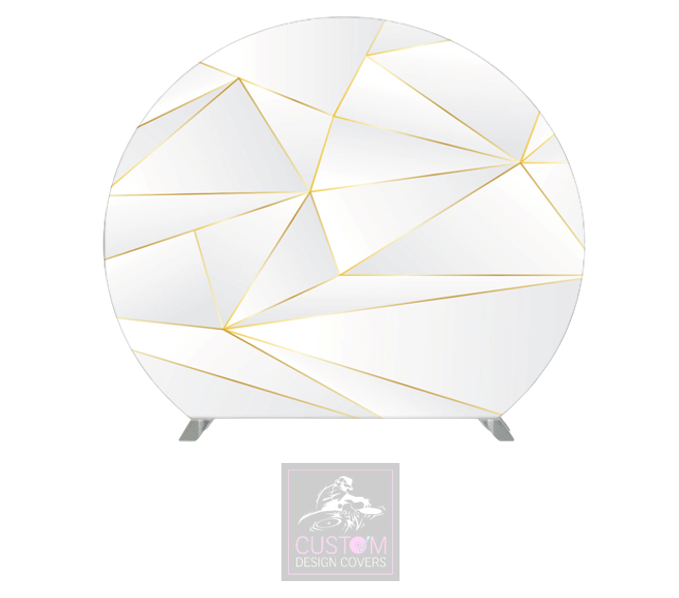 White & Gold Geometric Half Circle Pillowcase Backdrop Cover (DOUBLE SIDED)