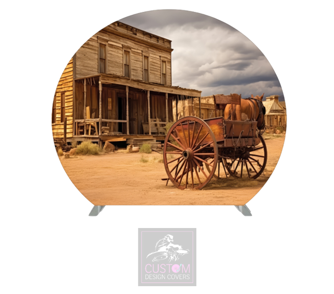 Western Half Circle Pillowcase Backdrop Cover (DOUBLE SIDED)