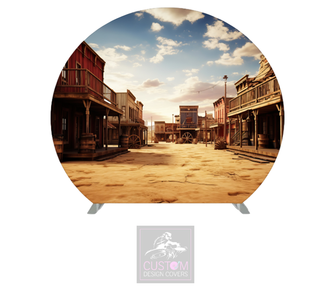 Western Half Circle Pillowcase Backdrop Cover (DOUBLE SIDED)