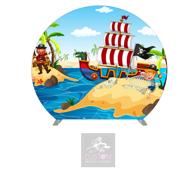 Pirate Scene Half Circle Pillowcase Backdrop Cover (DOUBLE SIDED)