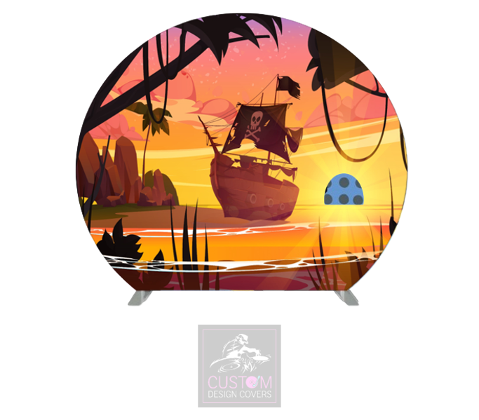 Pirate Ship Half Circle Pillowcase Backdrop Cover