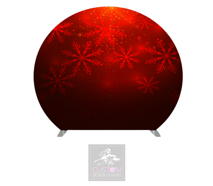 Red Snowflake Half Circle Pillowcase Backdrop Cover (DOUBLE SIDED)