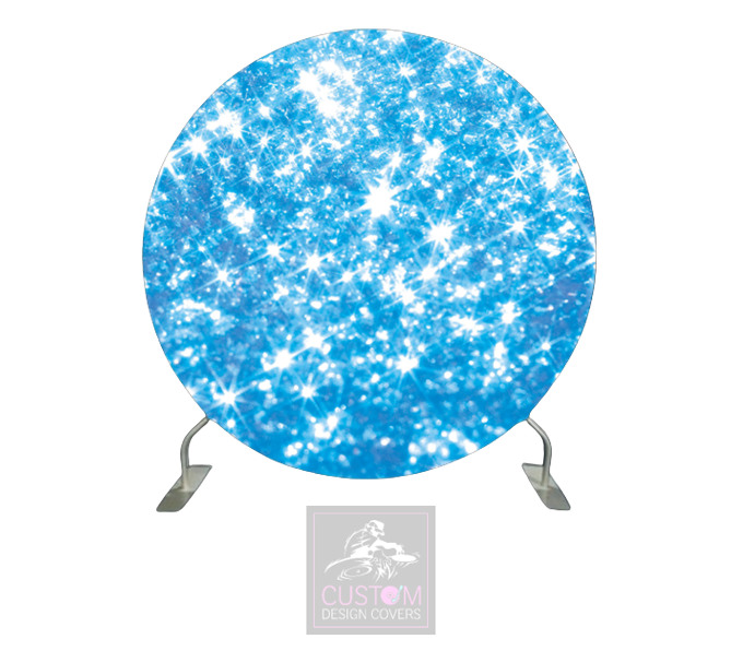 Blue Sparkle Full Circle Pillowcase Backdrop Cover (DOUBLE SIDED)