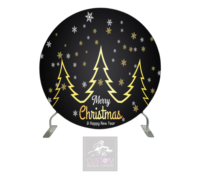 Black & Gold Christmas Full Circle Pillowcase Backdrop Cover