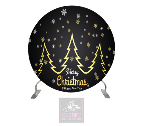 Black & Gold Christmas Full Circle Backdrop Cover (DOUBLE SIDED)