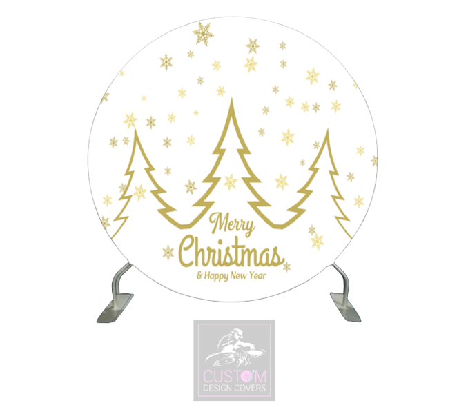 White & Gold Christmas Full Circle Pillowcase Backdrop Cover