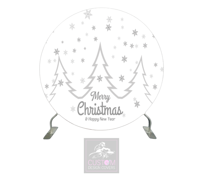 White & Grey Christmas Full Circle Pillowcase Backdrop Cover (DOUBLE SIDED)