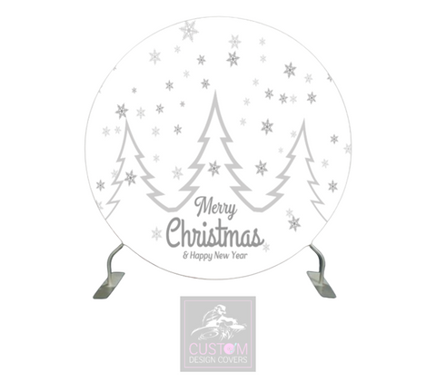 White & Grey Christmas Full Circle Backdrop Cover (DOUBLE SIDED)